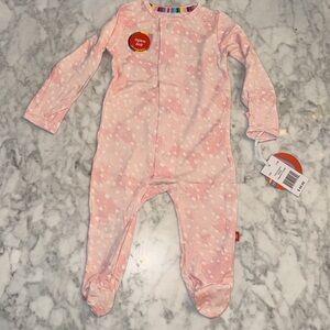 NWT MAGNETIC ME PINK & WHITE MODAL FOOTIE 3/6M